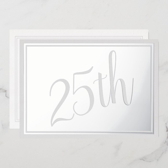 Invitation de Foil Mariage 25e anniversaire d'arge (Recto/Verso)