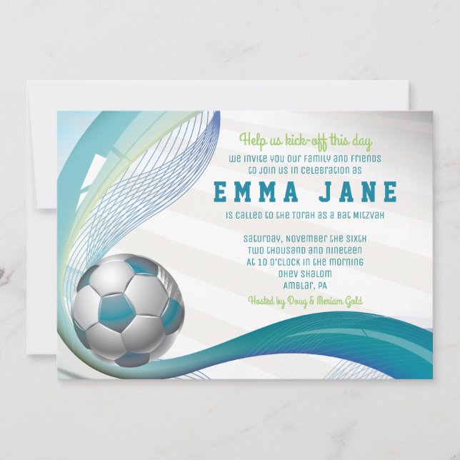 Invitation de football en TURQUOISE (Devant)