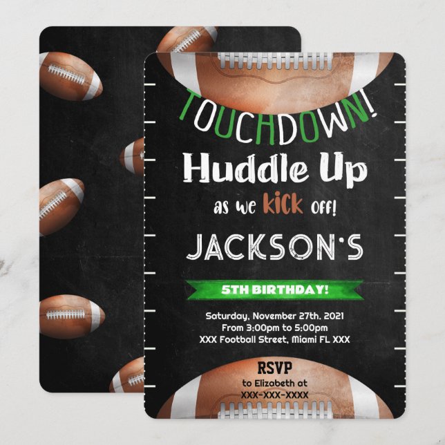 Invitation de football modifiable (Devant / Derrière)