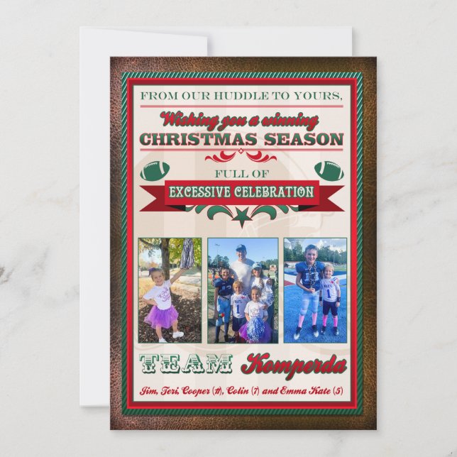 Invitation de football personnalisée Teri K Noël (Devant)