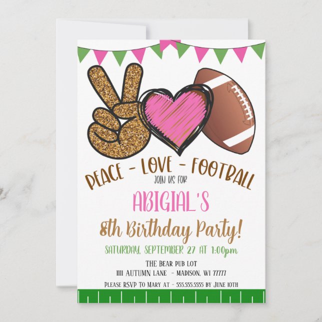 Invitation de football pour filles (Devant)