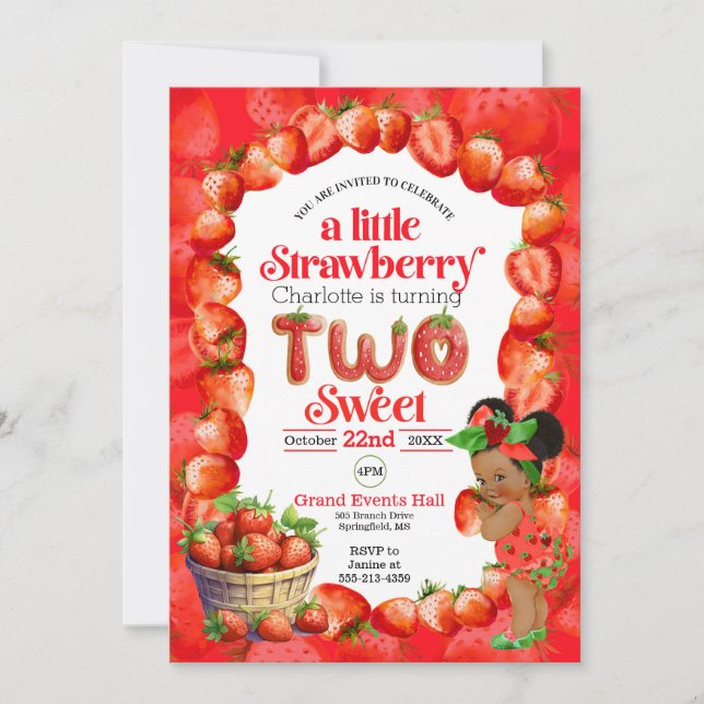 Invitation de fraise 2e anniversaire (Devant)