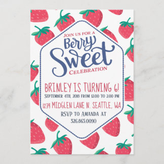 Invitation de fraises pour la fête d'été des fille