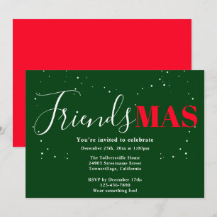 Invitation de Friendsmas vert rouge Noël
