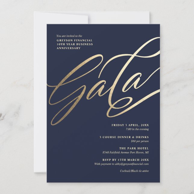 Invitation de gala de la Marine et de l'Or (Devant)