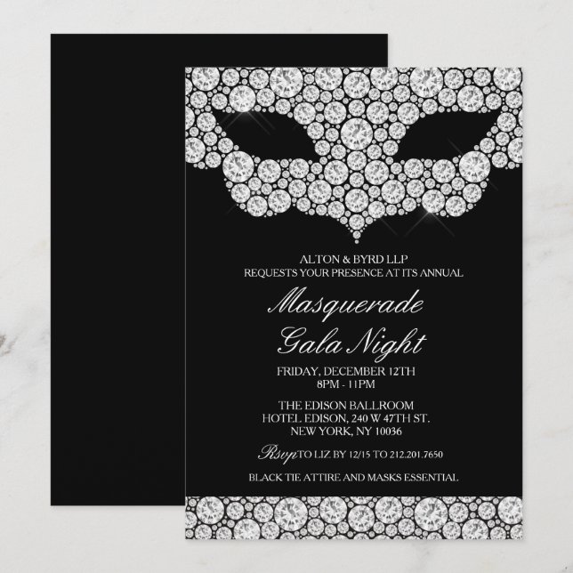 Invitation de gala de mascarade d'entreprise (Devant / Derrière)