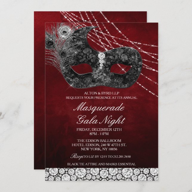 Invitation de Gala Masquerade Business (Devant / Derrière)