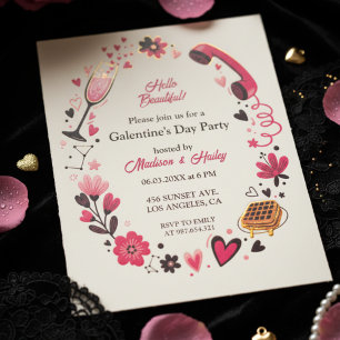 Invitation de Galentine's au brunch Waffle