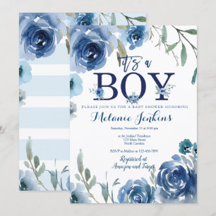 Invitation De Garçon Baby shower Avec Des Florales