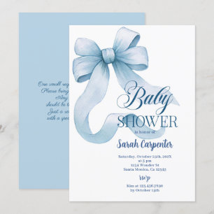 Invitation de Garçon Baby shower Bleu Bow