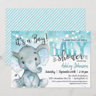 Invitation de garçon Baby shower éléphant