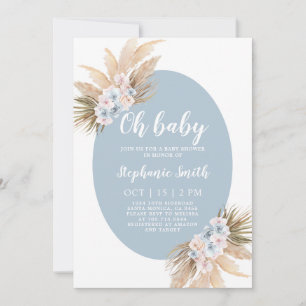 Invitation de garçon de Baby shower d'herbe Boho P