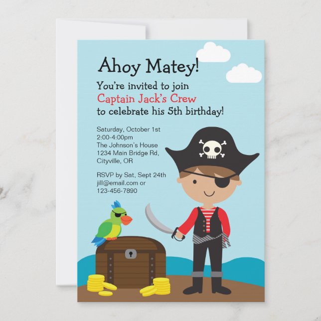 Invitation de garçon de pirate (Devant)