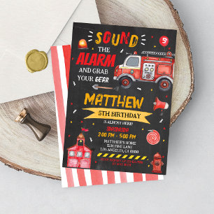 Invitation de garçon de pompier d'anniversaire de 