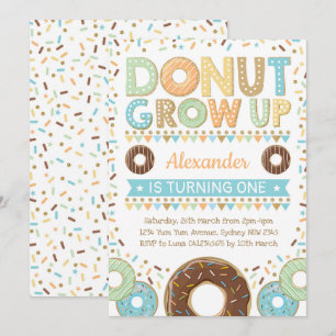 Invitation de garçon Doughnut Donut Birthday Sprin