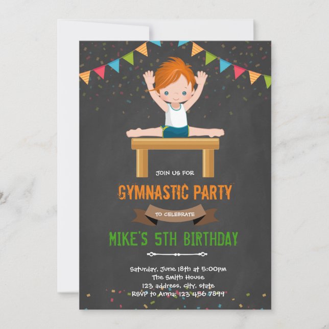 Invitation de garçon gymnastique (Devant)