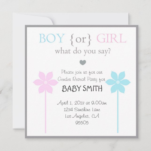 Invitation de garçon ou de fille de baby shower (Devant)