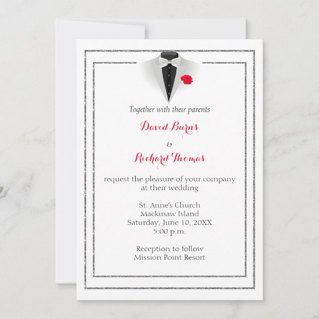 Invitation de Gay Tuxedo Faire-part de mariage (Devant)