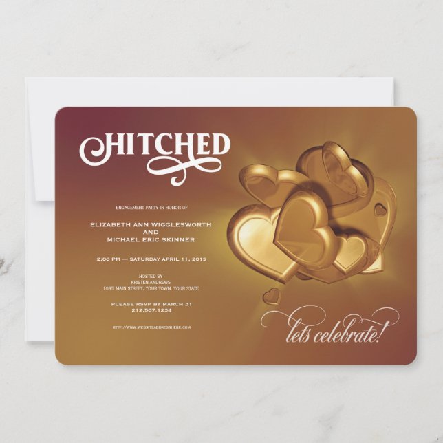 Invitation de Gold Party Hitched (Devant)