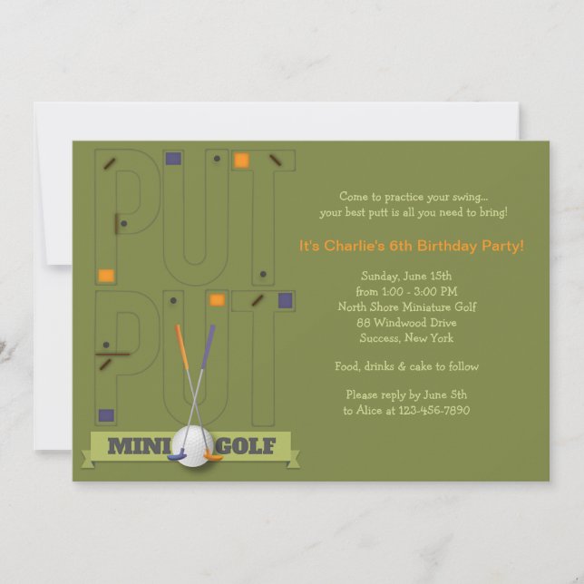 Invitation de golf miniature (Devant)