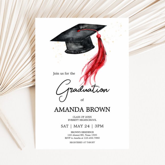 Invitation de Grad Casquette Grad Moderne (Grad Hat Modern Graduation Party Invitation )