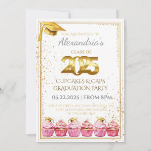 Invitation de graduation 2025 Cupcakes & Casquette