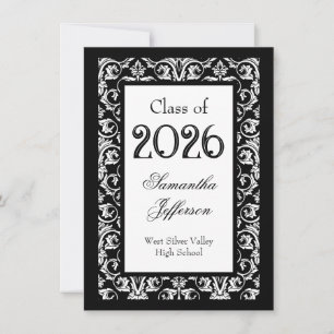 Invitation de graduation baroque noir/blanc