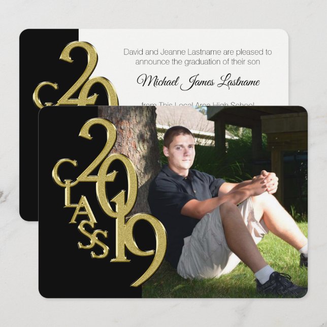 Invitation de graduation Black and Gold 2019 (Devant / Derrière)