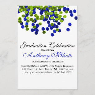 Invitation de graduation Confetti en métal vert et