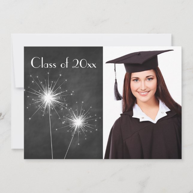 Invitation de graduation de Chalkboard Photo Spark (Devant)