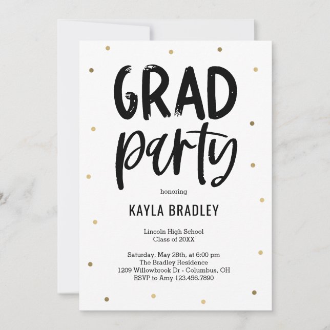 Invitation de graduation de couleur modifiable de  (Devant)