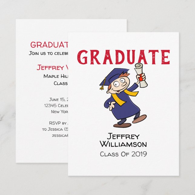 Invitation de graduation de dessin informel (Devant / Derrière)