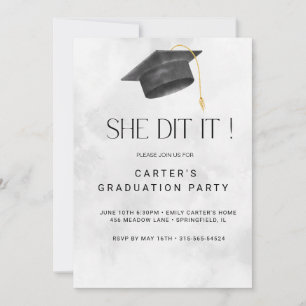 Invitation de graduation de Grunge noir et jaune