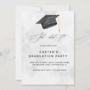 Invitation de graduation de Grunge noir et jaune