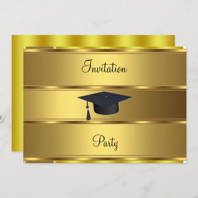 Invitation de graduation de la barre d'or (Devant / Derrière)