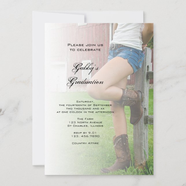 Invitation de graduation de la fête de la grange r (Devant)