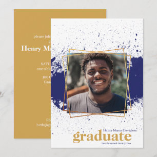 Invitation de graduation de la marina et de l'or
