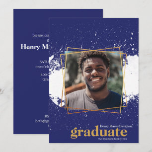 Invitation de graduation de la marina et de l'or