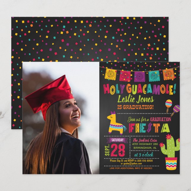 Invitation de graduation de la Sainte Guacamole Pi (Devant / Derrière)