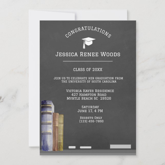 Invitation de graduation de l'enseignant de livres (Devant)