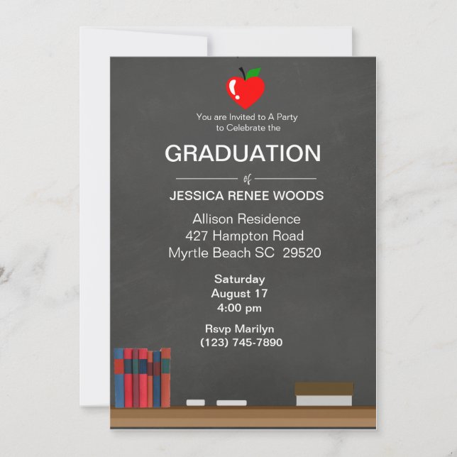 Invitation de graduation de l'enseignant du Coeur  (Devant)