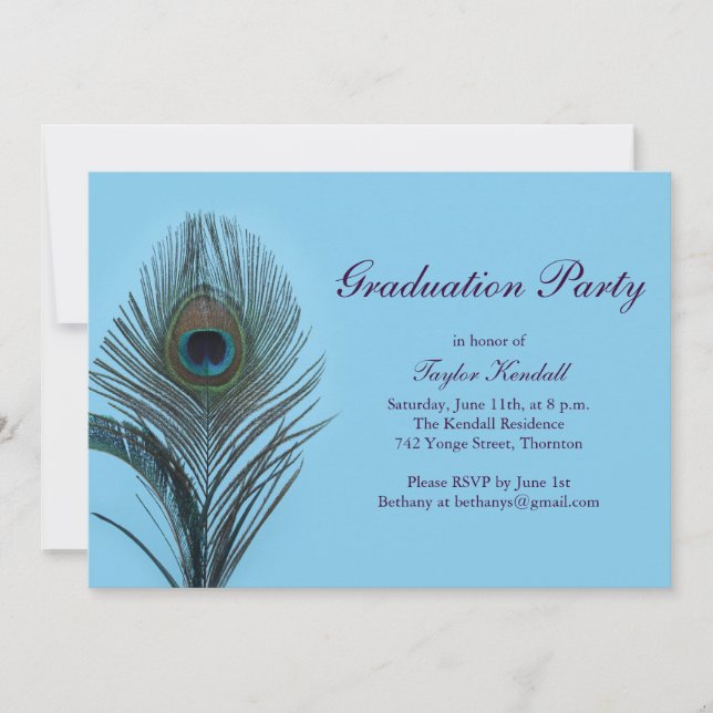 Invitation de graduation de Peacock Turquoise (Devant)