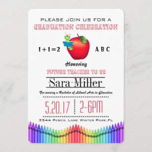 Invitation de graduation de Red Apple/Crayon