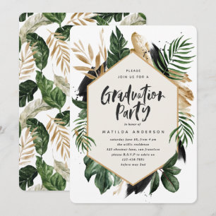 Invitation de graduation des feuilles tropicales