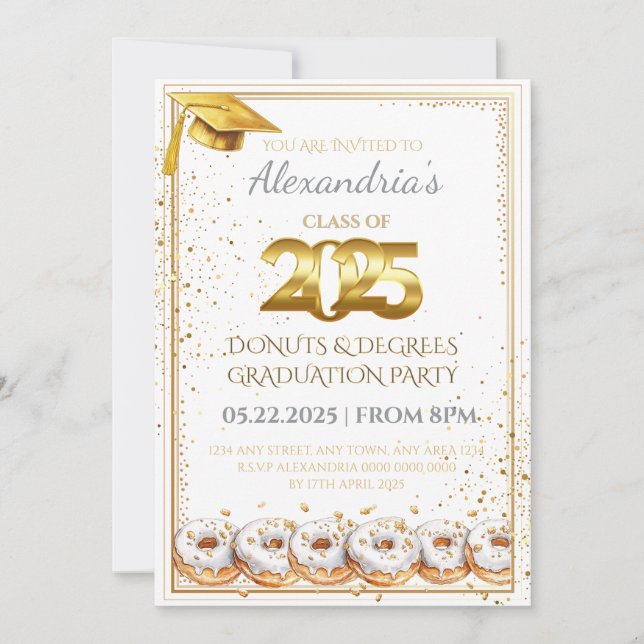 Invitation de graduation Donuts et Degrees 2025 (Devant)