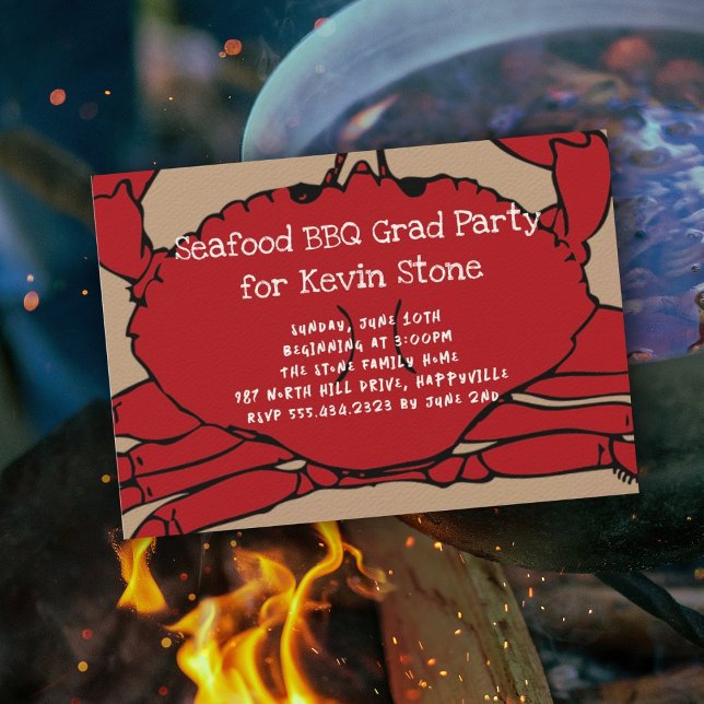 Invitation de graduation du BBQ Party de Red Crab  (Créateur téléchargé)