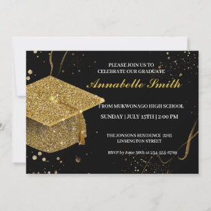 Invitation de graduation élégante et chic dorée & 