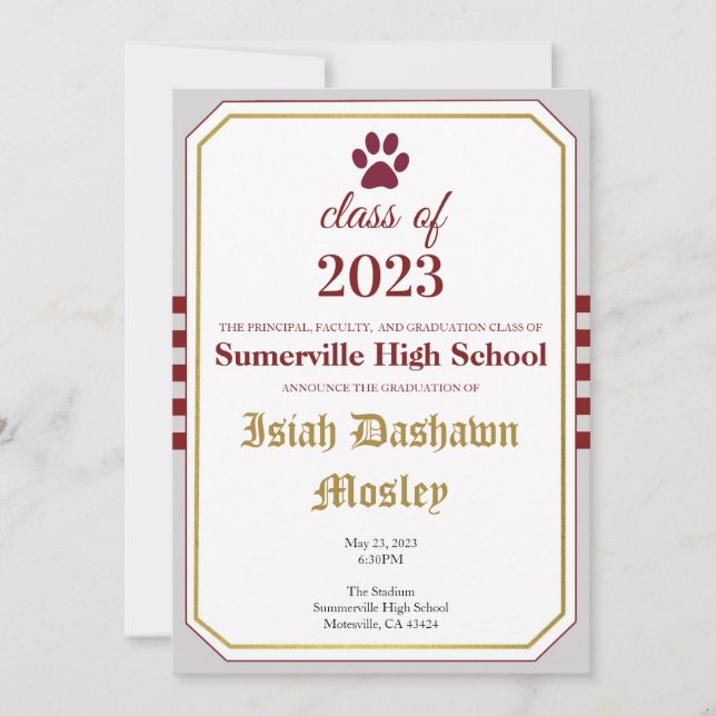 Invitation de graduation en bande simple (Devant)