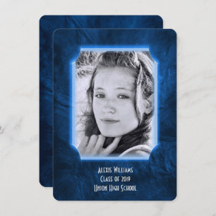 Invitation de graduation en cuir bleu