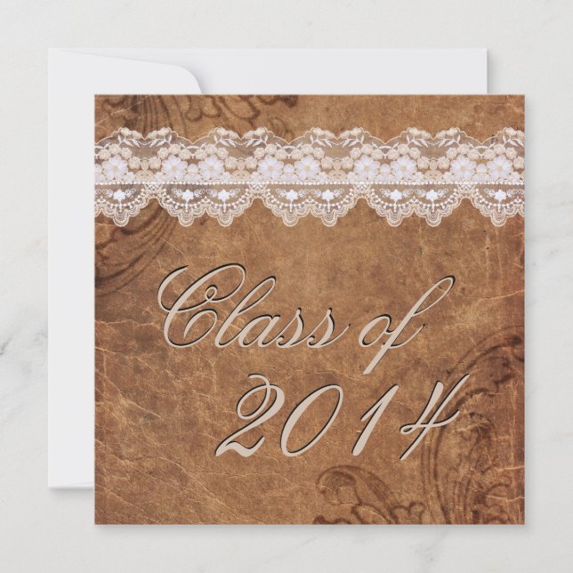 Invitation de graduation en cuir et dentelle (Devant)